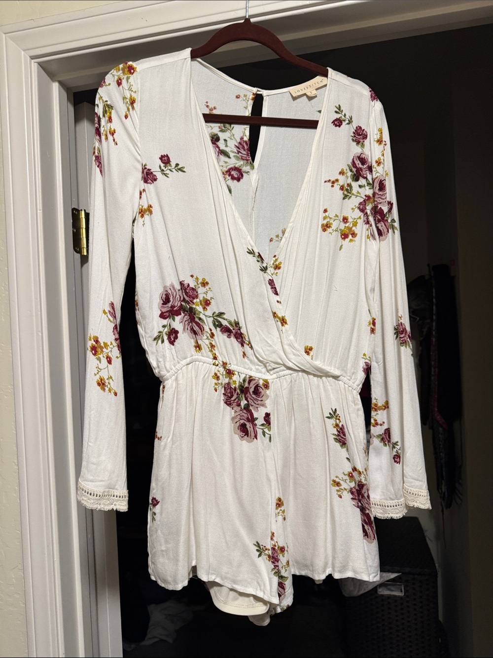 Lovestitch Cream Romper with roses